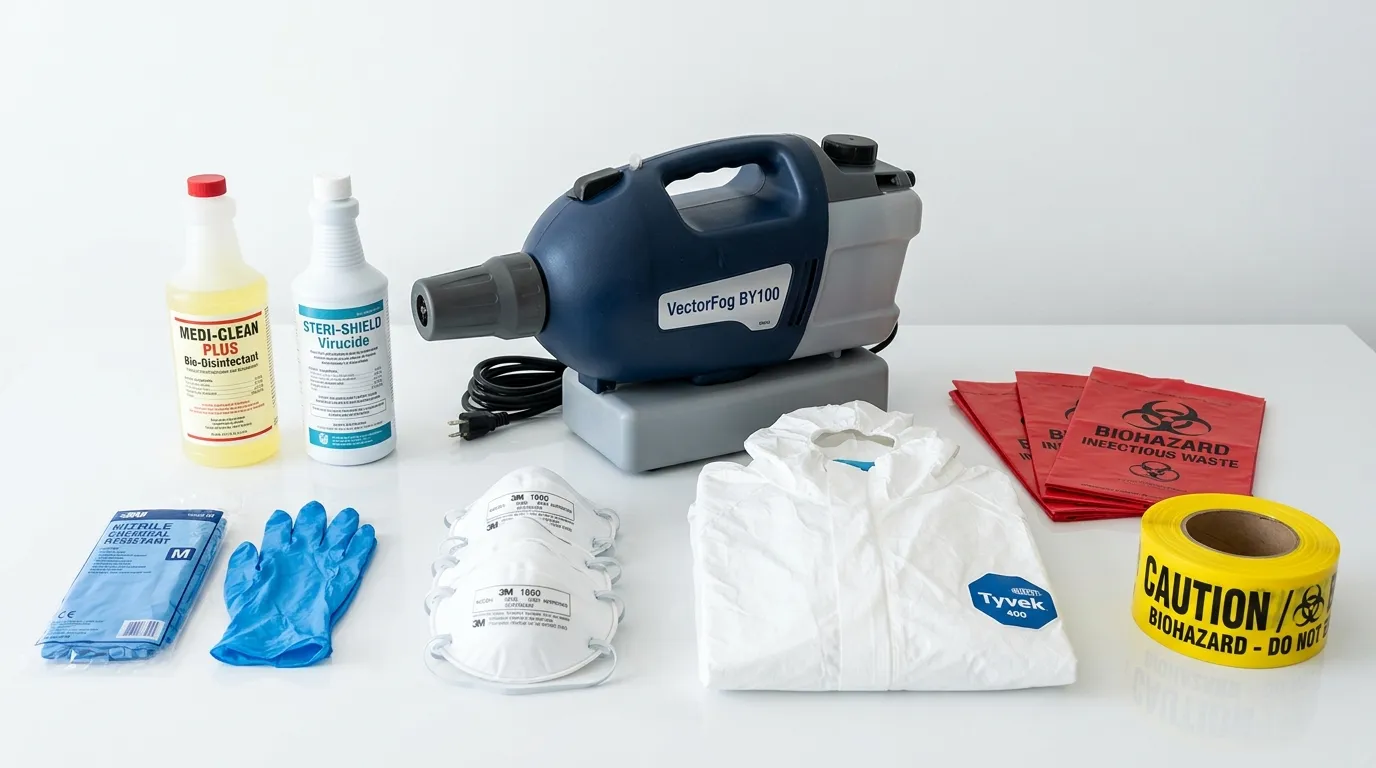 Professional biohazard remediation crew working in Tavares